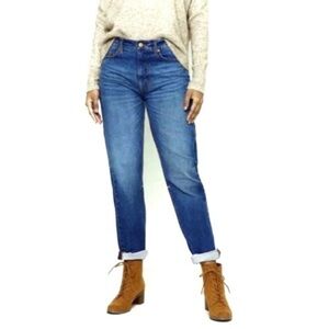 LOFT | High Waist Boyfriend Slim Pockets Relaxed Blue Denim Jeans size 12 NEW